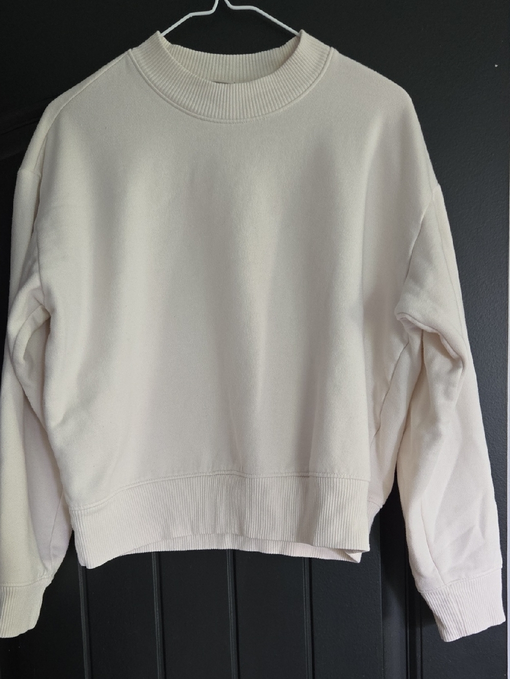 a new day White Ribbed Crewneck Sweatshirt